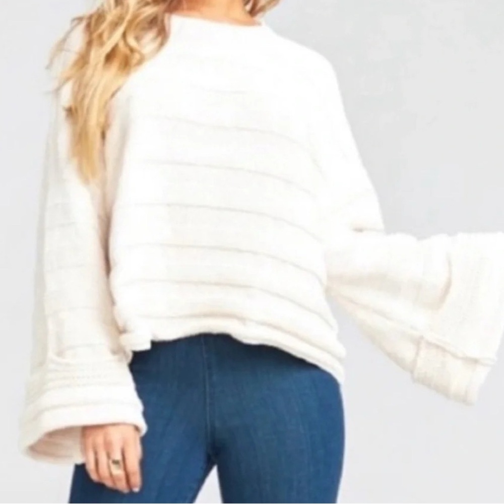 Show Me Your MuMu Womens S Oversized Slouchy Cream Knit Boho Tulsa Comfy Sweater
